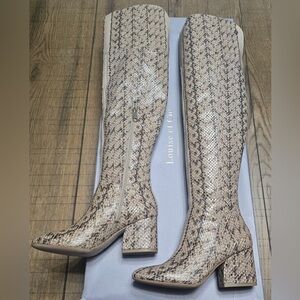NWT Louise et Cie Snake Print Over-the-Knee Boots 6